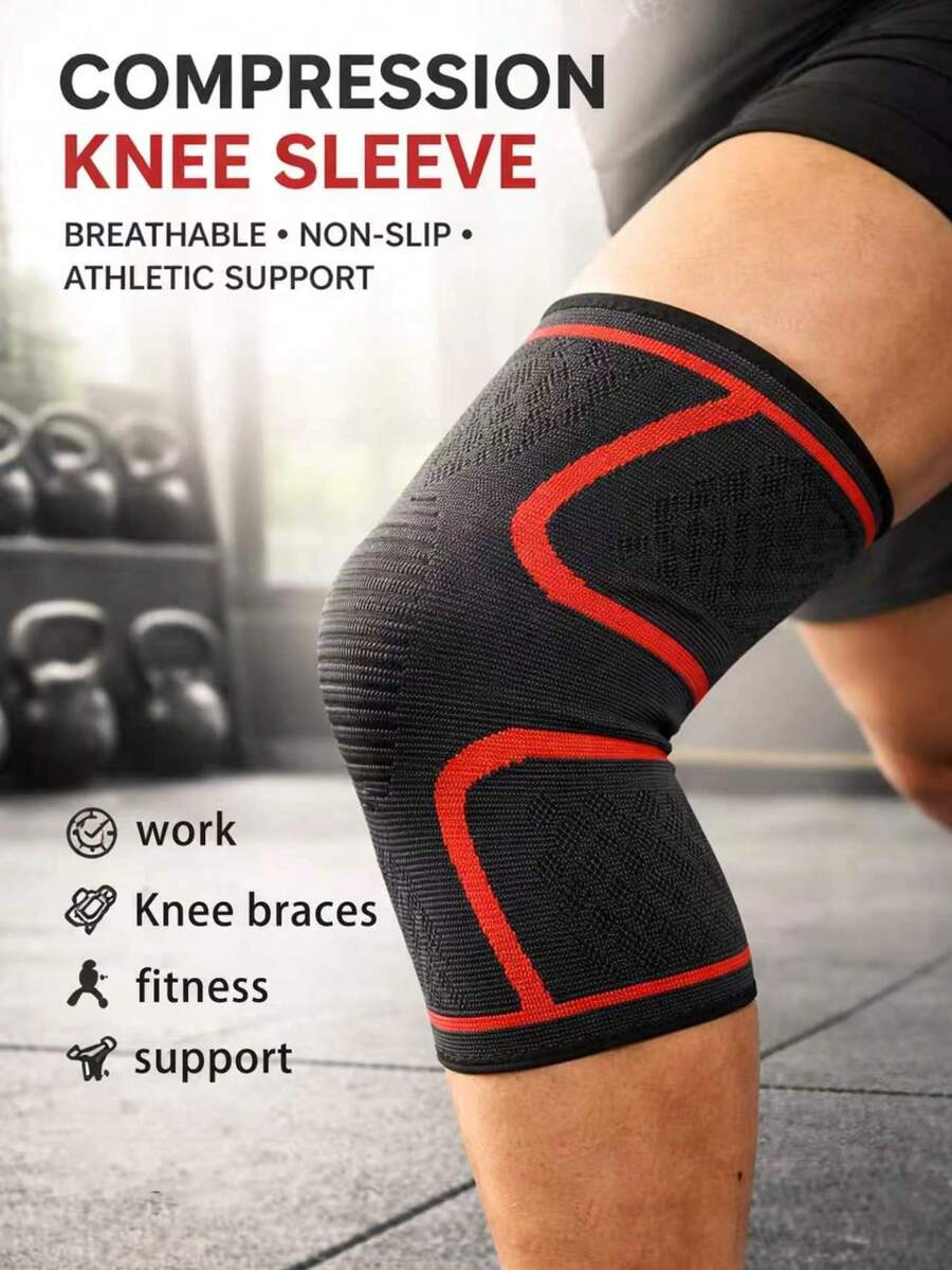 1pc Sports Compression Knee Sleeve, 3D Micro-Knit Breathable Knee Support Brace For Running, Gym Fitness, Weightlifting, Cycling, Joint Pain Relief, Elastic Non-Slip Knee Wrap Protective Gear For Men & Women - Multicolor - View 1