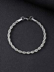 Juego de 2 piezas de pulsera y collar de cuerda trenzada de acero inoxidable, regalo elegante para amigos y familiares, adecuado para fiestas y uso diario, regalo del Día del Padre - Multicolor - Ver 6