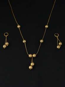 Dubai Luxury Jewelry Set For Women, Luxurious Bridal Wedding Necklace And Earrings Set, African Style Jewelry Set, Elegant Party Gift - Yellow Gold - View 5