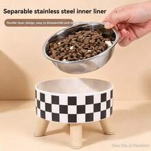 1pc Basic Four-Legged Bowl For Pets, Small Dogs And Cats, With Stainless Steel Inner Bowl, Can Be Used For Feeding Or Watering, Anti-Slip And Anti-Tip, Washable, Does Not Cause Black Stains On The Chin - 200ML - View 5