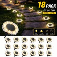 18 Pack 4.72INCH, Solar Ground Lights Outdoor, Waterproof, 8 LED Solar Powered In Ground Disk Light For Driveway Walkway Pathway Lawn Patio Yard Outside Garden Decor(Warm White/ Cool White) - 18個裝 - 查看 9