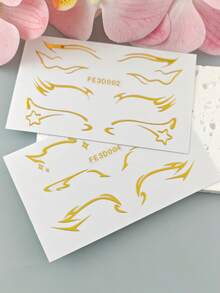 2pcs 3D Gold Eyeliner Sticker Face Sticker Body Makeup Music Festival Party Eye Makeup Decoration - Gold - View 10