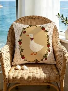 1pc Cute Goose Pattern Throw Pillow Cover - Removable Pillowcase, Suitable For Sofa, Living Room, Office, Home Decor, Holiday And Party Decoration - Fresh Cartoon Style Decorative Pillowcase - Gift Choice - Machine Washable (Single-Sided Print; Pillow Insert Not Included) - Multicolor - View 4