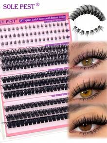 Solepest Volume Lash Clusters Spikes Cluster Estensioni ciglie 60D 80D 100D ciglie Individuali Spesse e Appuntite 5-16mm Mega Wispy Estensione ciglie Soffici DIY D ciglie Arricciate con ciglie Inferiori 225Pcs, Festival Musicali, Feste - D - Visualizzare 1