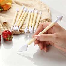9pcs Fondant Tool Set Includes 9 Double-Ended Tools, 1 Sculpting Pen, 1 Cream Cake Carving Pen, Fondant Decorating Tools, Suitable For Kitchen DIY Cream Baking Tools - White - View 5