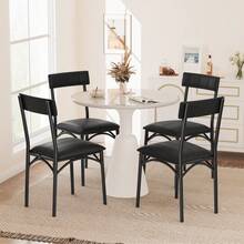 5-teiliges Esszimmer-Set für 4 Personen, rechteckiger Tisch mit 4 gepolsterten Stühlen, robuster Metall- & Holzrahmen, platzsparend, ideal für Küche, Apartment, Esszimmer & Kaffeebar - Set aus zwei Esszimmerstühlen - Übersicht 6