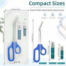 3pcs 8.3 Inch Large Stainless Steel Foot Skin Clipper, Long Curved Mouth Scissors, Beauty Scissors, Crane Mouth Scissors, Large & Small Nail Clippers - A - View 9