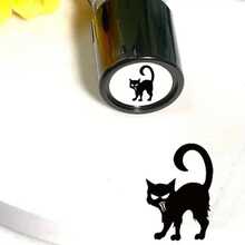Cute Cartoon Cat Black Stamp For Journal Decoration, Handmade Collage Material For Scrapbooking, Stamp Pad. - A6 - 查看 1