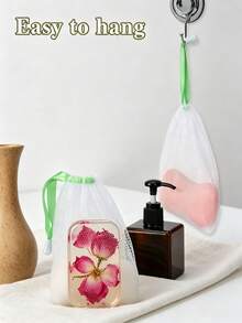 10/20pcs Soft Bath Soap Bags, Multicolor Drawstring Design, Easy Foaming And Drying, Hanging Storage, Convenient And Practical, Suitable For Soap Storage, Great Party Favor - Multicolor - View 4