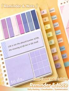 5pcs/1pc Multi Functional Note Pad Combination Sandwich Notebook With Adhesive Ins Style Index Sticker, Soft Wire Circle, Horizontal Line, Loose Leaf Notebook - one-size - View 9