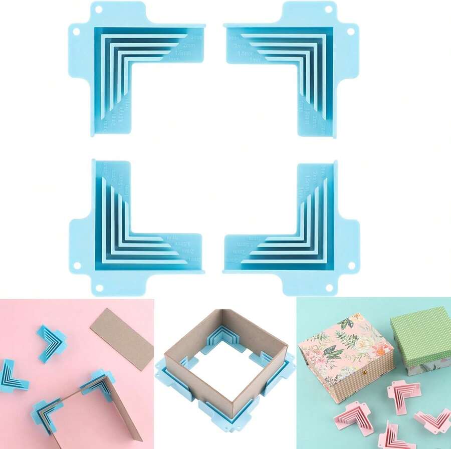 4PCS Corner Guides For Chipboard Boxes,Right Angle Clamp Tool Assembly Clamps For Gluing Papers Card Making Positioning Squares Scrapbooking Tool Suitable For 1mm,1.5mm,2mm And 3 Mm Thicknesses Paper - ColorC - View 1