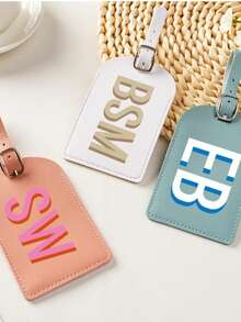Customizable Faux Leather Luggage Tags, Personalized Initial Travel Labels, PU Leather Luggage Tags, Bridesmaid Travel Gifts, Suitcase Identification Tags - Multicolor - View 4