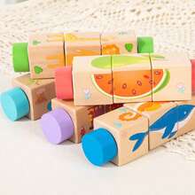 1 Set Children's Wooden Rotating Puzzle Animal Rocket Matching Blocks, Baby Hand-Grip Puzzle Building Blocks, Early Education Educational Science Toy - Multicolor - View 5