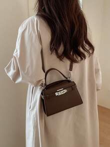Women's Mini Fashionable Versatile Color-Block Casual Handbag - Coffee - View 3