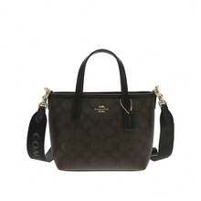 Coach City Mini Tote Printed Women's Shoulder Bag With Crossbody Strap CW032IMXAQ - 胡桃木色搭配黑色CW032IMXAQ - 查看 1