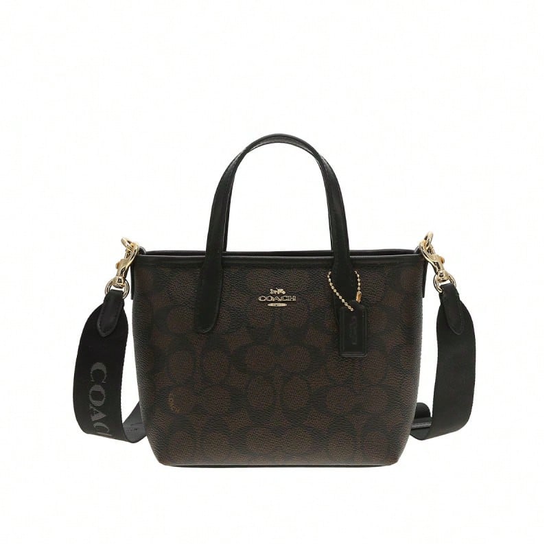 Coach City Mini Tote Printed Women's Shoulder Bag With Crossbody Strap CW032IMXAQ - 胡桃木色搭配黑色CW032IMXAQ - 查看 1