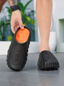 1 Pair Men's Sandals Unisex EVA Massage Slippers 2026 Outdoor New Casual Sports Slippers Couple Fashion Beach Shoes Couple Shoes Men Slippers Women Slippers Suitable For Daily Outings Walking Beach Seaside Play 36-47 Bathroom Slippers Suitable For Spring Summer Autumn Winter - Black - View 6