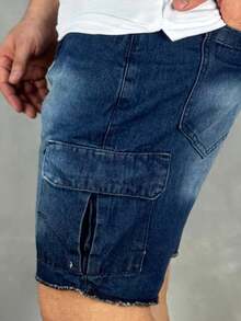 Sandblasted Cargo Bermuda Shorts - Jatiada - View 3