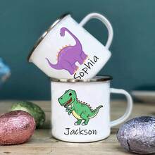 Taza de café de dinosaurio personalizada con nombre, taza personalizada para niños, recuerdos de fiesta de cumpleaños para niños, regalo de Navidad y San Valentín - -A015WH-88 - Ver 2