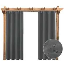Topchances 2 Piezas Cortinas Exterior con Ojales, Protección UV Impermeable, Cortina Opaca, Cortinas Interiores y Exteriores para jardín, Patio, Pabellón - Gris Oscuro - Ver 14