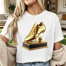 Vintage T-Shirt With  Gold Trophy Graphic - 白色 15 - 查看 1