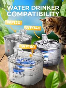 貓咪飲水機替換濾芯，替換前置濾棉海綿，適用於自動寵物狗飲水機套組 - 藍白色 - 查看 3