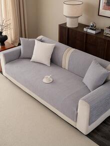 1pc Chenille Solid Color Sofa Cover, Pet Friendly, Non-Slip Bottom, Suitable For Living Room, Bedroom, Office, Party, Etc., All Seasons, Machine Washable Sofa Cushion - Light Grey - View 5