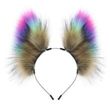 Tiara de Cabeça de Raposa Estilo Tech Colorida, Acessório de Fantasia de Pelúcia de Animal Legal, Arco de Cabelo Estilo Punk para Festa - B - Visão 9