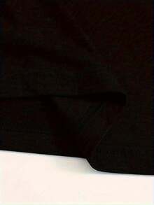 Camiseta de cuello redondo con estampe de gato divertido para mujer - Negro - Ver 6