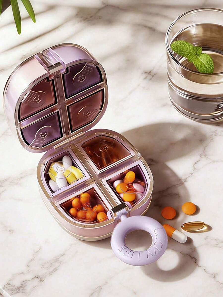 Pill Storage Box, Portable Pill Dispenser, Convenient Pill Storage Box, Easy-To-Use Design, Plastic Material, Simple And Easy To Use, Suitable For Daily Medication And Travel, Great Choice For Birthday Gift, Back To School Gift, Mother's Day Gift And Easter Gift - Multicolor - View 1