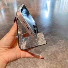 Luxury Rhinestone Car Phone Holder, Sparkling Crystal Decor, Unique Design Matches Various Car Interiors. Stable Base Support, Phone Stays Secure, Practical For Navigation And Watching Videos, Combines Decoration And Function, Enhances Car Interior Style. - Black Diamond Phone Stand - View 8
