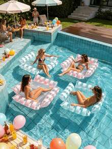 1pc Upgraded 4-Tube Inflatable Floating Mat (Includes Random Color Air Pump), Multiple Colors Available, Transparent Shiny Striped Tube Body With Reflective Sequins Inside, Holiday Essential, Summer Water Party Must-Have, Suitable For Adult Vacation And Leisure Use, Inflatable Pool, Inflatable Pool Float, Beach Supplies, Beach Accessories, Inflatable Sea, Non-Food Contact - Sequin Striped Style - View 7