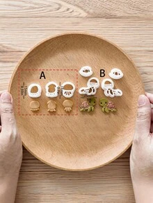 海洋動物聚合物黏土切模，水下生物模具，可用於手工製作小丑魚、海龜、海豚和章魚耳環，適合美人魚風格與海灘度假珠寶製作 - 白色 - 查看 2