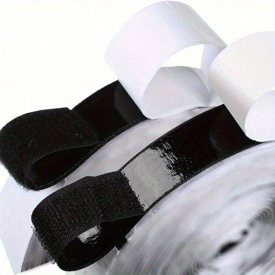 Tira de Gancho y Bucle Adhesiva 10/5/2m, Corte Libre, Cinta Autoadhesiva de Doble Rollo Resistente con Respaldo, Cinta Autoadhesiva de Nailon Adecuada para el Hogar, la Oficina, la Escuela y las Manualidades - Reverso autoadhesivo - Ver 1