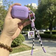 Compatible With Airpods Protective Case Minimalist Style Handmade Braided Rope Contrast Color Lanyard Bluetooth Earphone Shell - Purple - View 1