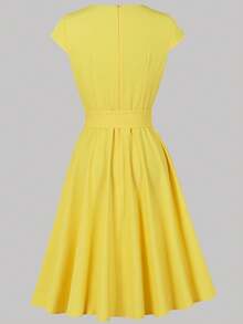 Vestido de Color Sólido para Mujer - Burdeos - Ver 9