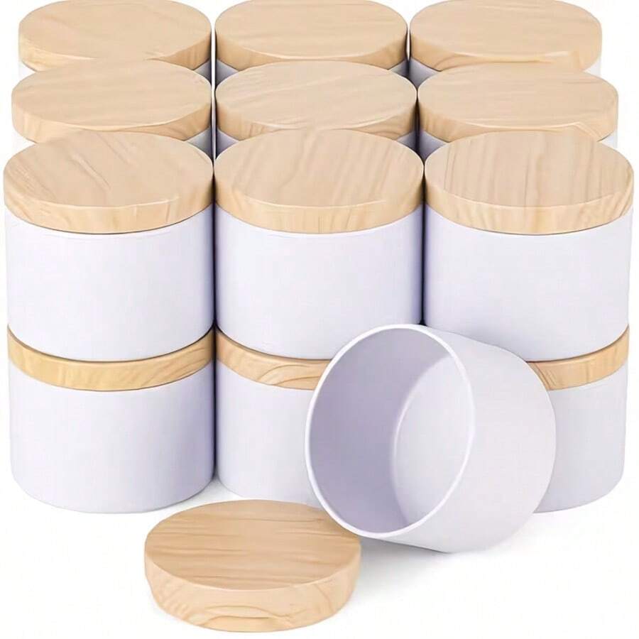 45 Stücke Pack DIY Kerzenherstellungs-Set, 8 weiße Kerzendosen mit Deckeln + Dochte/Dochtaufkleber/Dochthalter für Anfänger - Gerades Rohr - Übersicht 1