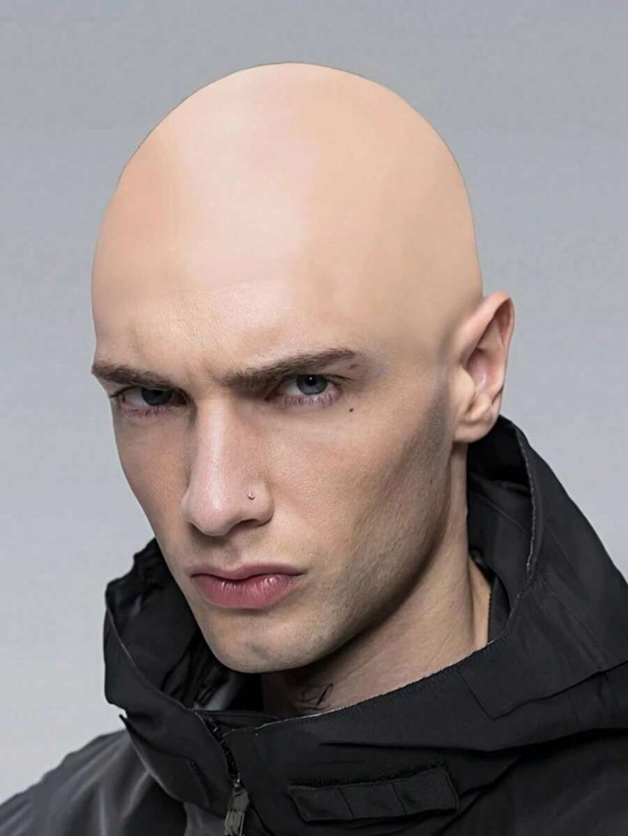 1pc Bald Cap Cosplay Monk Wig Latex Bald Head Cover Party Makeup Prop - View 1