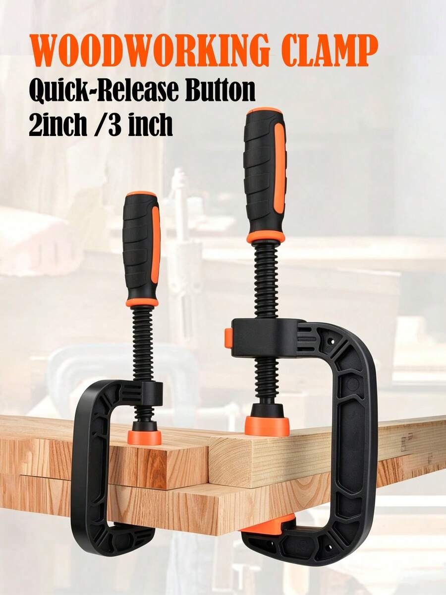 2/5Pcs Woodworking Clamp, G-Clamp Set For Woodworking, 0-50/75mm (0-2/3Inch) Jaw Opening, Reinforced Plastic Heavy-Duty With Quick-GRIP Strong Clamping Force & Rubber Padded Jaws, Ideal For Home DIY/Furniture Assembly/Household Clamping Projects