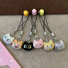 6pcs Cute Cat Resin Pendants, Suitable For Phone Strap Phone Camera Decoration, Cute Phone Charms, Soft And Cute Phone Pendants, Perfect Gift For Girlfriend And Couples - Multicolor - View 3