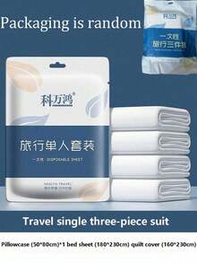 Seprai Sekali Pakai untuk Hotel, Seprai Perjalanan, Perlengkapan Tidur Sekali Pakai, Sprei Lembut dan Bernapas, Seprai, Sarung Bantal, Set Handuk, Cocok untuk Perjalanan, Hotel - MultiWarna - View 14