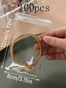 100/30/10pcs PVC Transparent Sealed Jewelry Bags, Jewelry Storage Bags, Small Transparent Jewelry Bags, Used For Storing Souvenirs. - Transparent - View 10