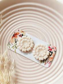 1/2pcs Multi-Layer Heart & Petal Polymer Clay Cutting Molds, Bohemian Style Handmade Multi-Layer Daisy & Heart Earrings, Perfect For Spring And Rustic Style Jewelry Making - White - View 7