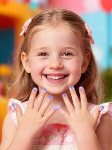 EBANKU Kids Mini Press-On Nail Set, 288pcs Total, With Nail Glue, Full Coverage Acrylic Nail Tips - Multicolor - View 5
