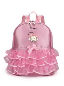 Customized Exclusive Backpack Dance Bag, Pink Lace Ballet Shoes Embroidery Pattern Little Princess Backpack School Bag, Can Customize Exclusive Name, Letter, Lucky Number, Etc., Very Suitable For School Dance Class, Travel, Daily Use, Can Be Given As A Gift To Friends, Daughter's Birthday Gift, Commemorative Bag, Gift, New Year Gift, Birthday Gift, Etc. - Pink - View 20