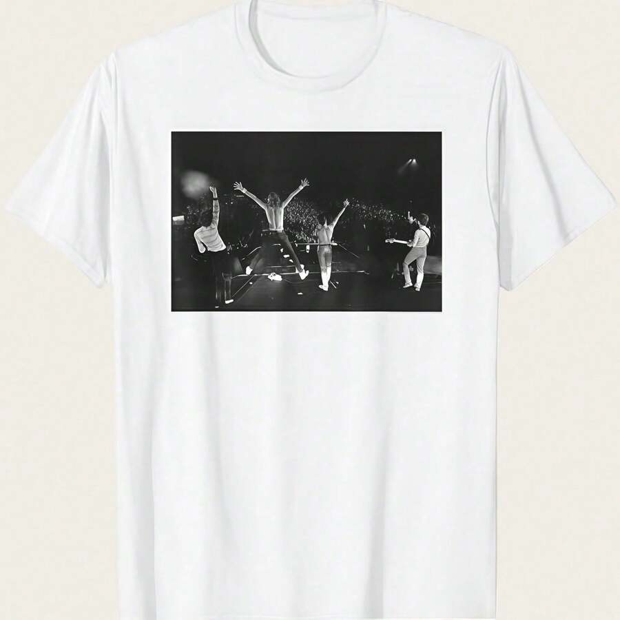 Casual Party T-Shirt In Black Knitted Fabric, Short Sleeve, Round Neck, With Anakin Print, Loose Fit In Retro Style. - 白色 4 - 查看 1