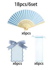 18/3pcs Wedding Party Paper Folding Fan Favor Set, Includes Bow Cards And Gauze Bags; Bridal Shower Gifts, Wedding Party Check-In Gifts, Bridesmaid Group Photo Props, Wedding Table Decor, Lawn Wedding Guest Gifts, Bachelorette Party Thank You Gifts, Suitable For Wedding Photo Props, Party, Holiday Event Guest Gifts - Multicolor - View 11
