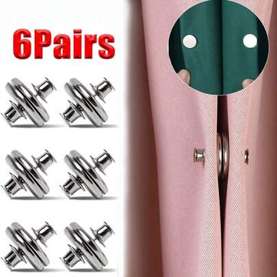 6pcs Magnetic Curtain Closure, Curtain Weights Magnets Clips With Tack, Drapery Magnetic Holder Buckle To Hold Curtains Closed To Prevent From Being Blown Around Gifts Birthday Graduation
