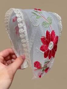 2件組女款刺繡花卉網紗蕾絲寬版髮箍 波希米亞風 女用髮飾 適合日常休閒、外出、海灘度假、拍照氛圍 夏日配件 送禮髮箍 - 彩色 - 查看 4