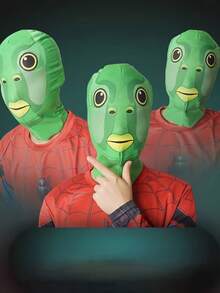 1pc Polyester Breathable Mask Head Cover Funny Green Monster Head Cover Green Fish Head Cover Green Monster Hat, Suitable For Halloween, Easter, Theme Party, April Fool's Day, Stage Performance, Thanksgiving, Halloween, Christmas, New Year And Other Occasions - Multicolor - View 7